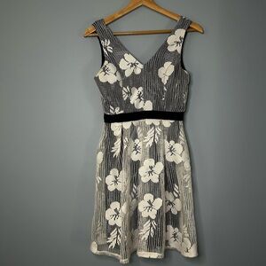 Elegant Black and White Floral Dress